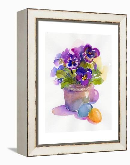 Pansies with Easter Eggs, 2014-John Keeling-Framed Premier Image Canvas