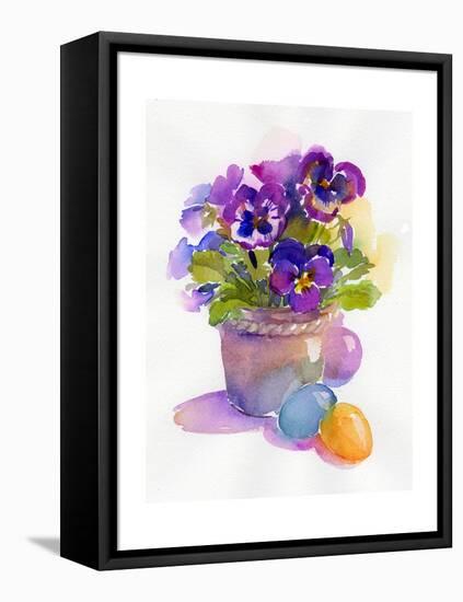 Pansies with Easter Eggs, 2014-John Keeling-Framed Premier Image Canvas