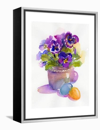 Pansies with Easter Eggs, 2014-John Keeling-Framed Premier Image Canvas