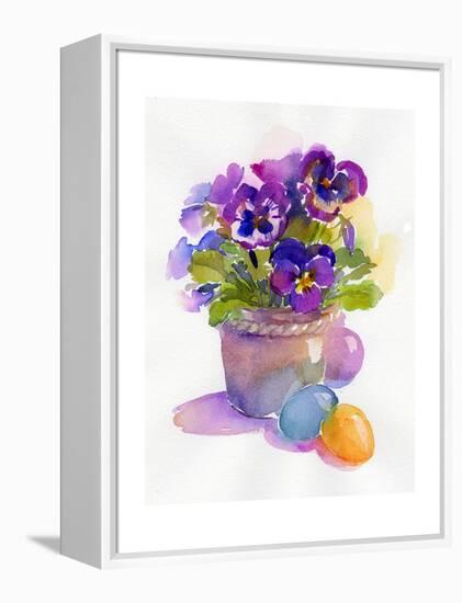 Pansies with Easter Eggs, 2014-John Keeling-Framed Premier Image Canvas