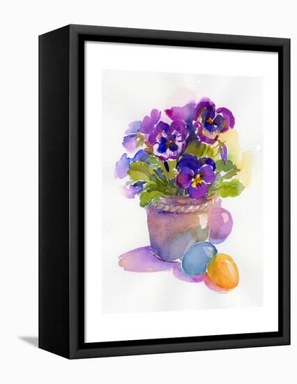 Pansies with Easter Eggs, 2014-John Keeling-Framed Premier Image Canvas