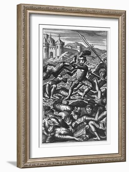 Pantagruel Defeating Three Hundred Giants from 'Gargantua and Pantagruel', by François Rabelais-null-Framed Giclee Print