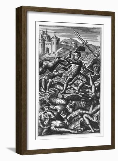 Pantagruel Defeating Three Hundred Giants from 'Gargantua and Pantagruel', by François Rabelais-null-Framed Giclee Print