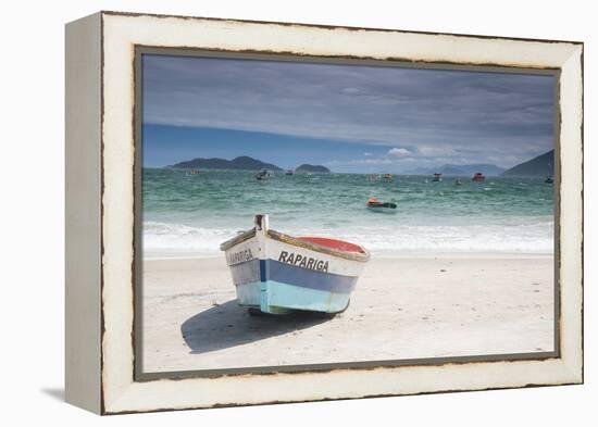 Pantano Do Sul Beach and Fisherman's Boat on Florianopolis Island in Southern Brazil-Alex Saberi-Framed Premier Image Canvas