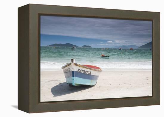 Pantano Do Sul Beach and Fisherman's Boat on Florianopolis Island in Southern Brazil-Alex Saberi-Framed Premier Image Canvas
