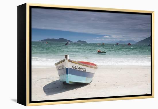Pantano Do Sul Beach and Fisherman's Boat on Florianopolis Island in Southern Brazil-Alex Saberi-Framed Premier Image Canvas