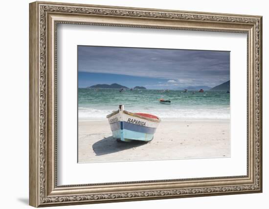 Pantano Do Sul Beach and Fisherman's Boat on Florianopolis Island in Southern Brazil-Alex Saberi-Framed Photographic Print