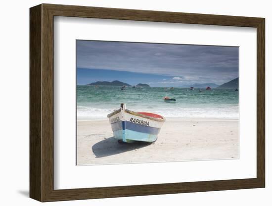 Pantano Do Sul Beach and Fisherman's Boat on Florianopolis Island in Southern Brazil-Alex Saberi-Framed Photographic Print