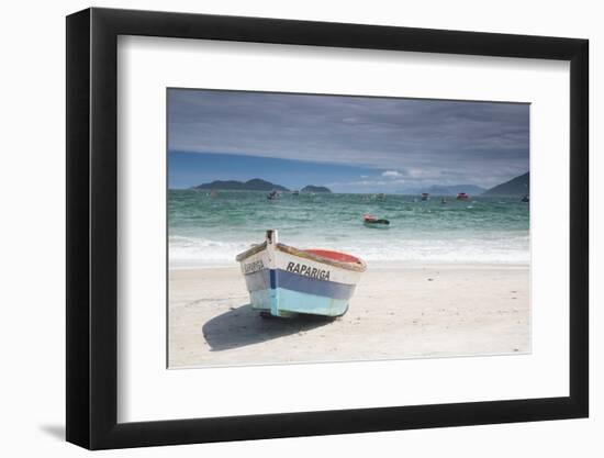 Pantano Do Sul Beach and Fisherman's Boat on Florianopolis Island in Southern Brazil-Alex Saberi-Framed Photographic Print