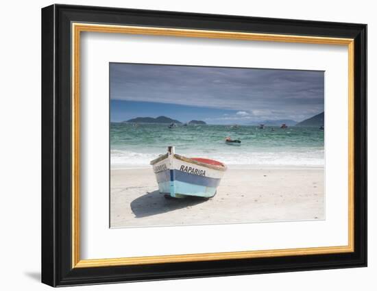 Pantano Do Sul Beach and Fisherman's Boat on Florianopolis Island in Southern Brazil-Alex Saberi-Framed Photographic Print