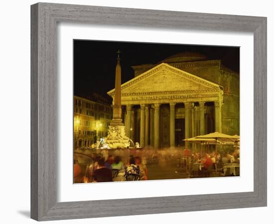 Pantheon Illuminated at Night in Rome, Lazio, Italy, Europe-Rainford Roy-Framed Photographic Print