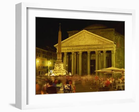 Pantheon Illuminated at Night in Rome, Lazio, Italy, Europe-Rainford Roy-Framed Photographic Print