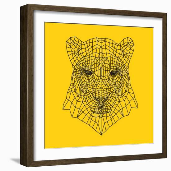 Panther Head Yellow Mesh-Lisa Kroll-Framed Premium Giclee Print