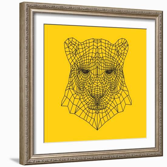 Panther Head Yellow Mesh-Lisa Kroll-Framed Art Print