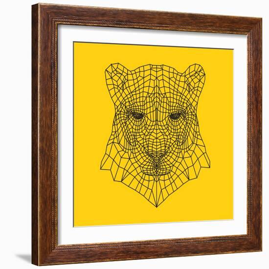 Panther Head Yellow Mesh-Lisa Kroll-Framed Art Print