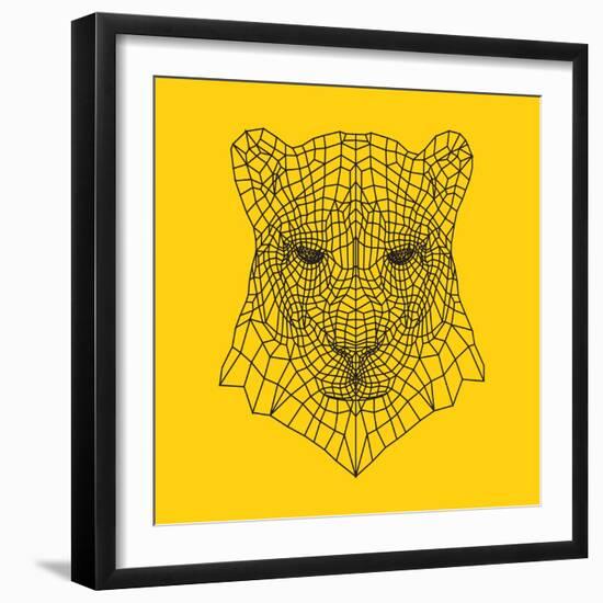 Panther Head Yellow Mesh-Lisa Kroll-Framed Art Print