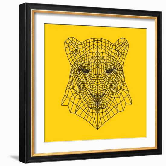 Panther Head Yellow Mesh-Lisa Kroll-Framed Art Print