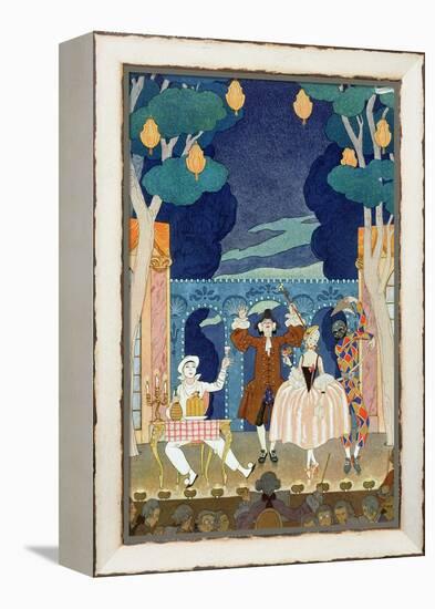 Pantomime Stage, Illustration for "Fetes Galantes" by Paul Verlaine 1924-Georges Barbier-Framed Premier Image Canvas