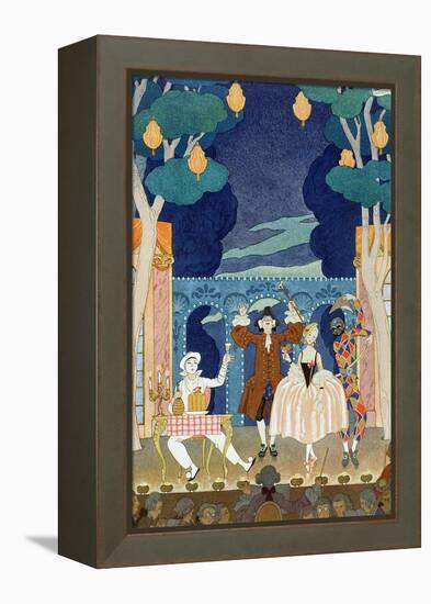 Pantomime Stage, Illustration for "Fetes Galantes" by Paul Verlaine 1924-Georges Barbier-Framed Premier Image Canvas