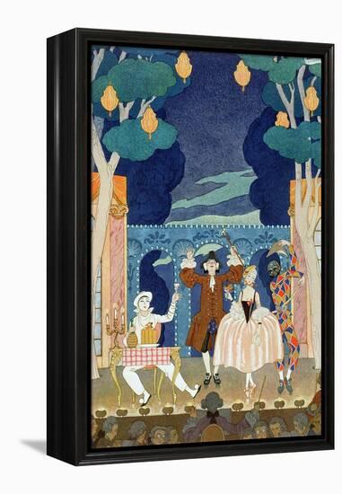 Pantomime Stage, Illustration for "Fetes Galantes" by Paul Verlaine 1924-Georges Barbier-Framed Premier Image Canvas