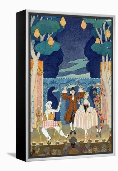 Pantomime Stage, Illustration for "Fetes Galantes" by Paul Verlaine 1924-Georges Barbier-Framed Premier Image Canvas
