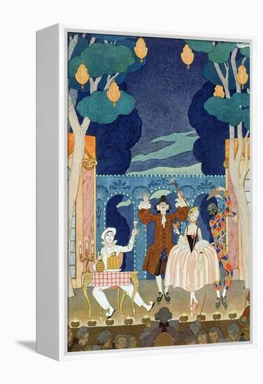 Pantomime Stage, Illustration for "Fetes Galantes" by Paul Verlaine 1924-Georges Barbier-Framed Premier Image Canvas