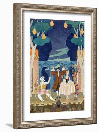 Pantomime Stage, Illustration for "Fetes Galantes" by Paul Verlaine 1924-Georges Barbier-Framed Giclee Print