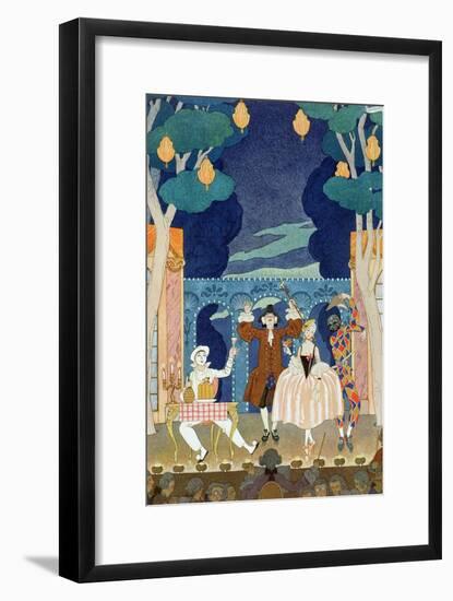 Pantomime Stage, Illustration for "Fetes Galantes" by Paul Verlaine 1924-Georges Barbier-Framed Giclee Print