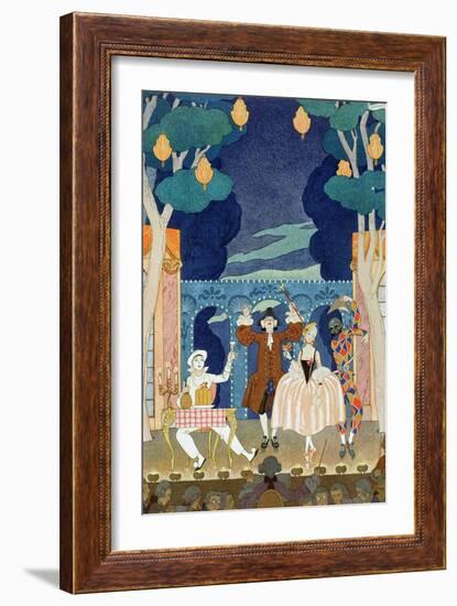 Pantomime Stage, Illustration for "Fetes Galantes" by Paul Verlaine 1924-Georges Barbier-Framed Giclee Print