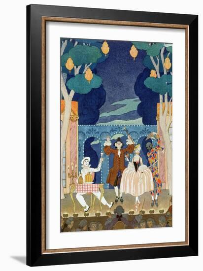 Pantomime Stage, Illustration for "Fetes Galantes" by Paul Verlaine 1924-Georges Barbier-Framed Giclee Print