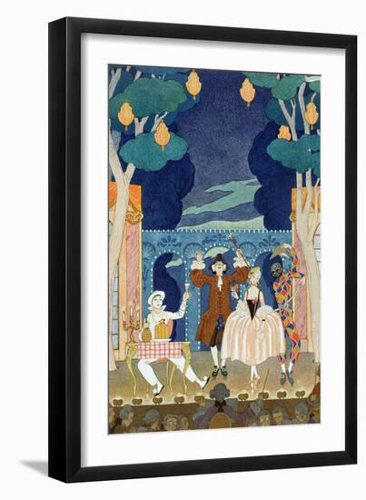 Pantomime Stage, Illustration for "Fetes Galantes" by Paul Verlaine 1924-Georges Barbier-Framed Giclee Print