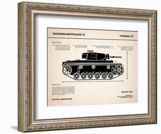 Panzer III Tank-Mark Rogan-Framed Premium Giclee Print