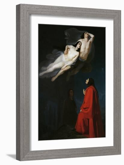 Paolo and Francesca in Conversation with Dante and Virgil, Episode from Divine Comedy-Dante Alighieri-Framed Giclee Print
