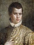 Portrait of a Young Man, Bust-Length, Wearing a Striped Costume and a White Ruff-Paolo Caliari-Giclee Print