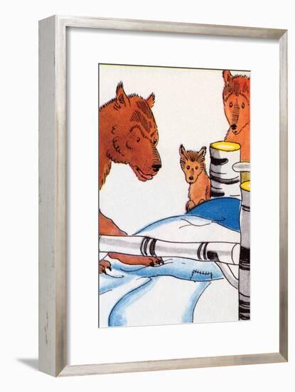 Papa Bear Checks His Bed-Julia Letheld Hahn-Framed Art Print