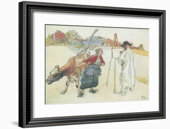 Papa is a Painter-Carl Larsson-Framed Premium Giclee Print