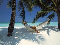 Dhoni and Lounge Chairs on Tropical Beach, Maldives, Indian Ocean-Papadopoulos Sakis-Framed Photographic Print