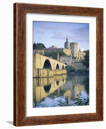 Papal Palace and Bridge Over the River Rhone, Avignon, Provence, France, Europe-John Miller-Framed Photographic Print