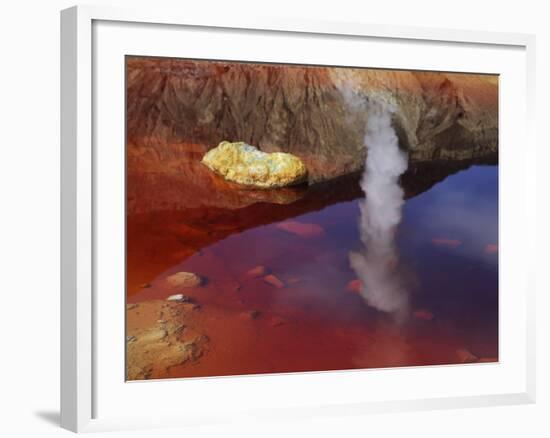 Papandayan Acid Lake with Fumarole Reflection, Java Island, Indonesia-null-Framed Photographic Print