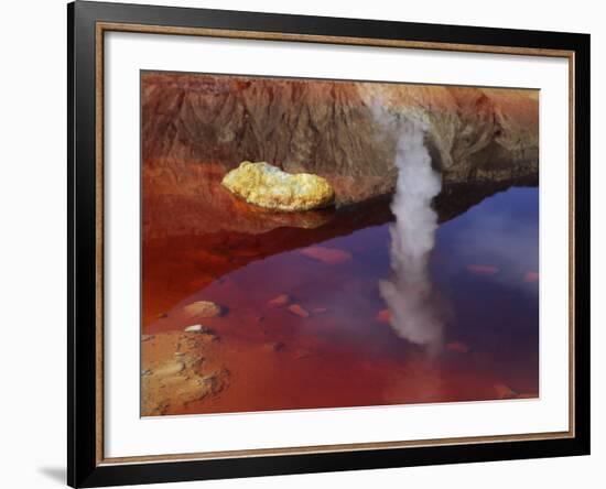 Papandayan Acid Lake with Fumarole Reflection, Java Island, Indonesia-null-Framed Photographic Print