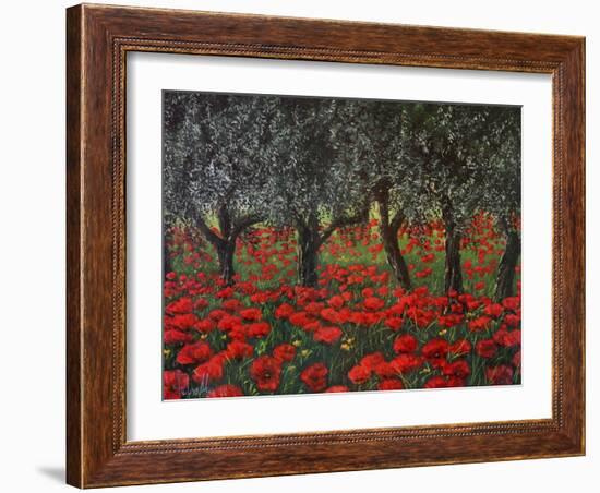 Papaveri sotto gli ulivi-Tebo Marzari-Framed Art Print