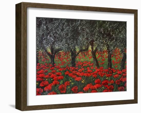 Papaveri sotto gli ulivi-Tebo Marzari-Framed Art Print