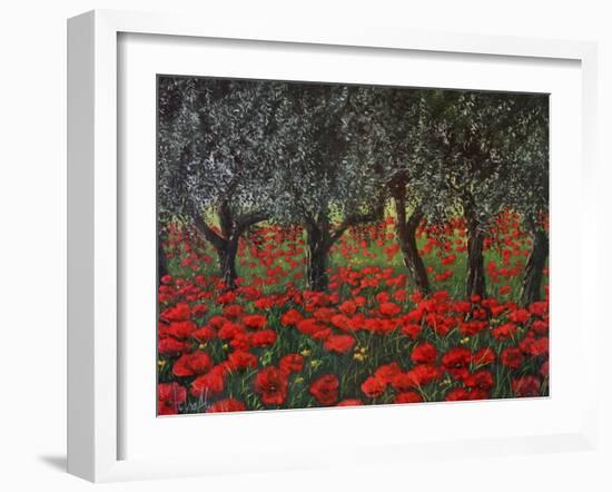 Papaveri sotto gli ulivi-Tebo Marzari-Framed Art Print