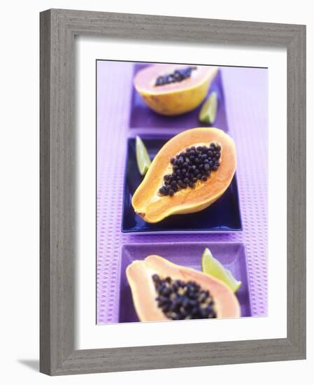 Papaya Halves and Lime Wedges-Maja Smend-Framed Photographic Print