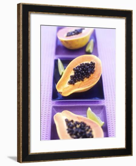 Papaya Halves and Lime Wedges-Maja Smend-Framed Photographic Print