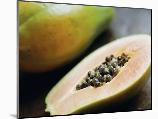 Papaya (Pawpaw) Sliced Open to Show Black Seeds-Lee Frost-Mounted Photographic Print