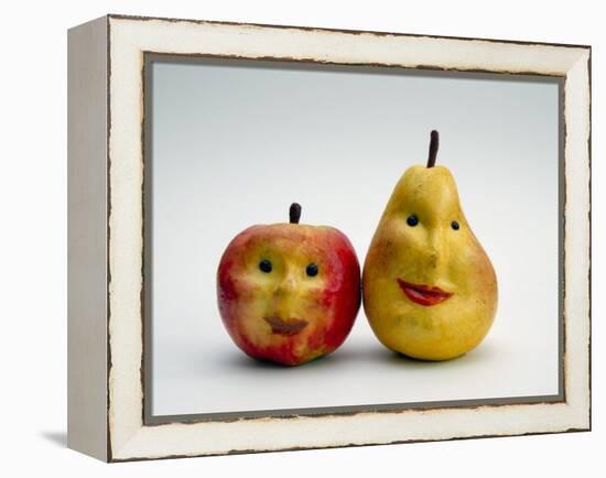 Paper Apple and Pear with Faces-Winfred Evers-Framed Premier Image Canvas