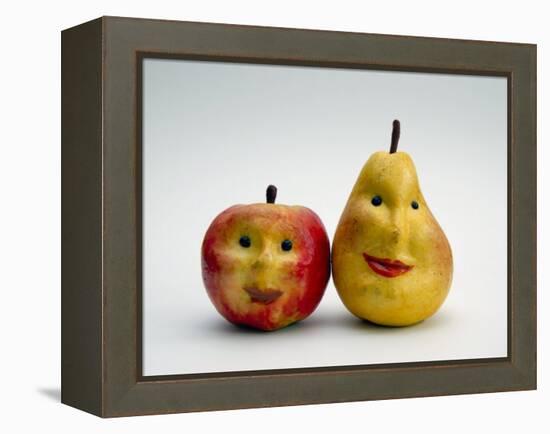 Paper Apple and Pear with Faces-Winfred Evers-Framed Premier Image Canvas