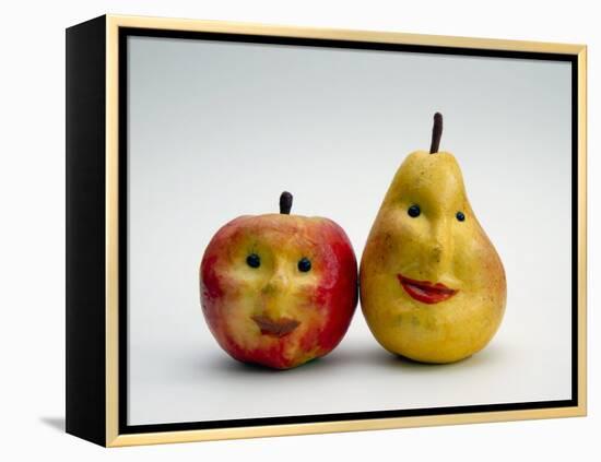 Paper Apple and Pear with Faces-Winfred Evers-Framed Premier Image Canvas