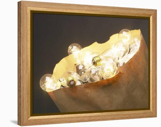 Paper Bag Full of Glass Light Bulbs-null-Framed Premier Image Canvas